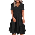 thumbnail image 2 of Gspmoly Robe pour Femme, Robe à Col en V de Printemps/été pour Femme, Mode Décontractée Unie en Dentelle à Manches Courtes, Robe de Cocktail jusqu'à 60 % de Rabais, 2 of 6