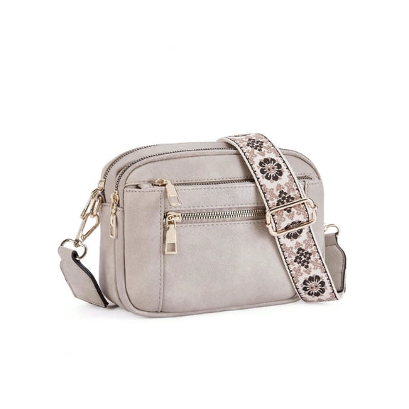 Women’s Vegan Leather Crossbody Bag with Adjustable Strap, Multi-Pocket Small Shoulder Purse, Lightweight Travel Wallet Bag for Everyday Use