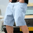 thumbnail image 4 of lmcalzta Mens Jeans Shorts Casual Loose Fitted Button Waistband Classic Denim Shorts with Pockets, 4 of 8