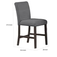 thumbnail image 5 of Ghy 25 Inch Dining Side Chair Set of 2, Gray Textured Upholstery, Brown, 5 of 6