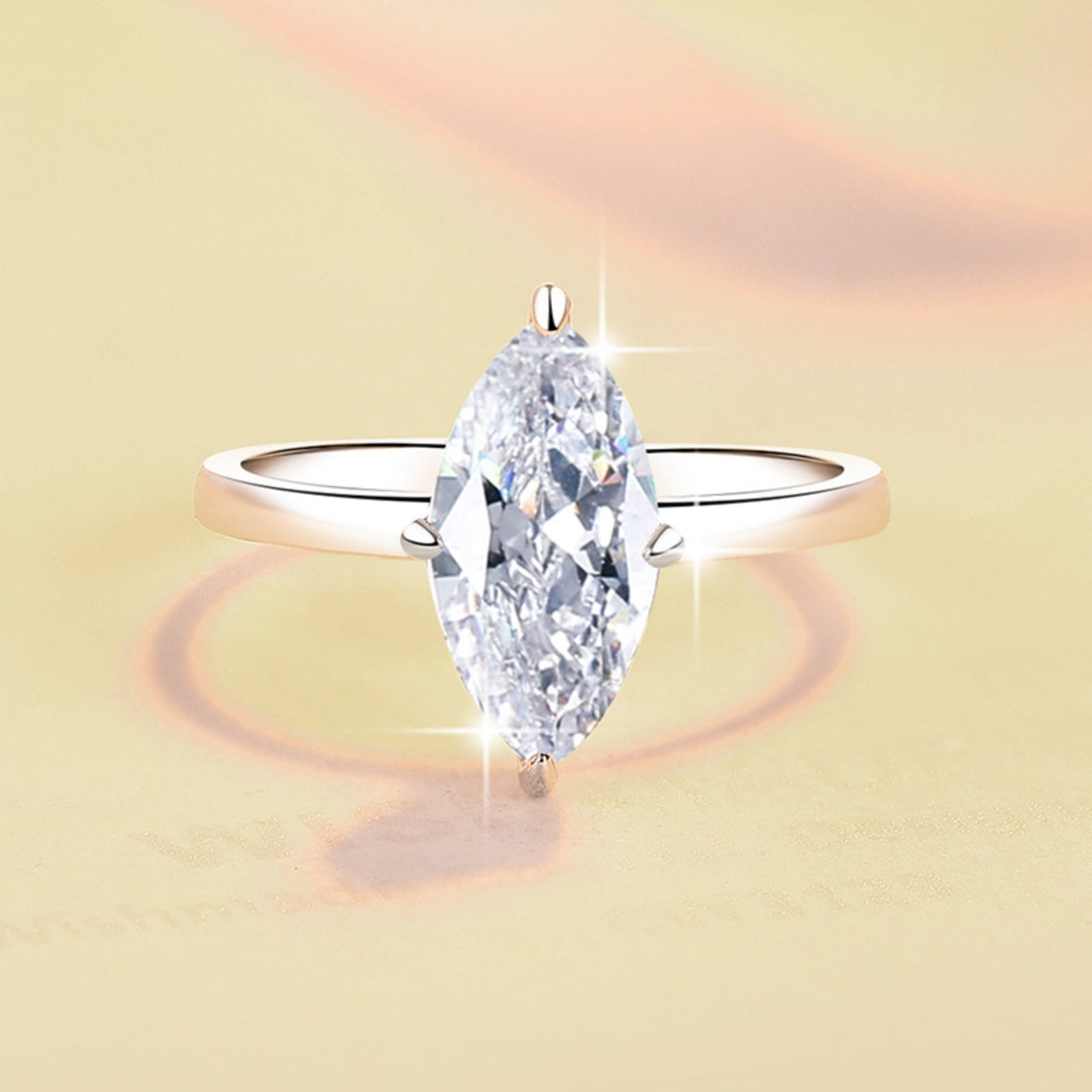 2 Carat Marquise Cut Moissanite Rings for Women D Color VVS1 Gold Engagement Ring 925 Sterling Silver Anniversary Wedding Promise Rings for Women Size 4-10