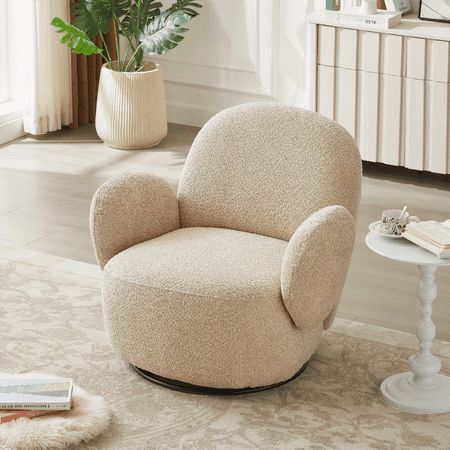 Nordic Solid Wood Accent Chair with Swivel Function - 1-Piece (Living Room Use)