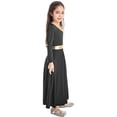 thumbnail image 5 of MSemis Kids Girls Gold Color Block Praise Dance Dress Long Sleeve Liturgical Worship Costume  Church Robe Black 4, 5 of 7