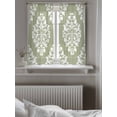 thumbnail image 5 of Baroque Sage Green Tier Curtains 45 Inch Length,Sheer Curtains for Bedroom Living Room Window Vintage Damask Classic Floral Rod Pocket Drapes Kitchen Curtains Small Half Window 27.5"x45" 2 Panels, 5 of 6