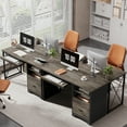 thumbnail image 3 of Bestier 47 inch Computer Desk with Storage File Drawer & Keyboard Tray, Home Office Writing Desk Work Study Table for Small Space, Wash Gray, 3 of 12