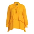 thumbnail image 5 of Dora Landa Women's Plus Size Button-Front Tie Neck Blouse, 5 of 5