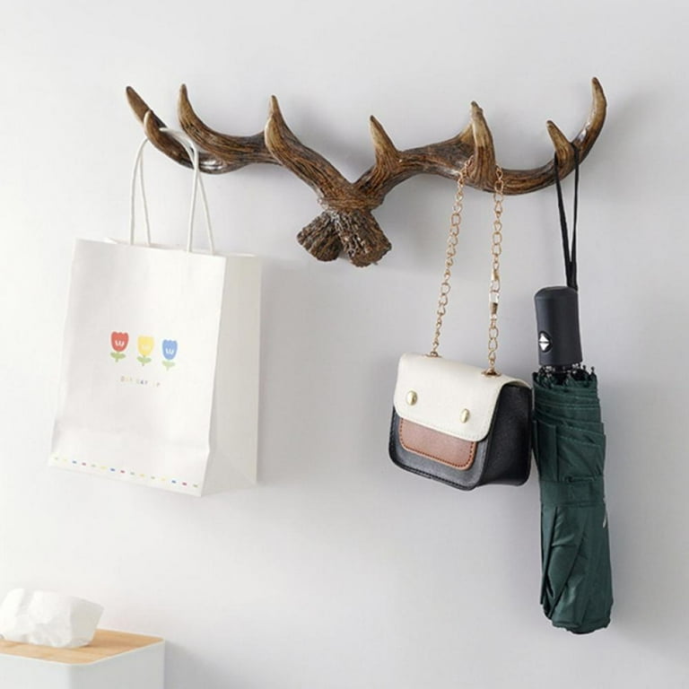 Wall Hooks Deer Antler Rack Wall Mounted Cap Coat Clothes Hanger