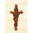 thumbnail image 3 of 16" Wooden Hand Carved Curling Vines Cross Wall Plaque Relief Panel Hanging Sculpture Handcrafted Gift Art Home Decor Accent Decoration Handmade, 3 of 3