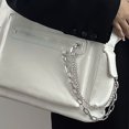 thumbnail image 6 of PU Leather Shoulder Bag Women Travel Office Retro Fashionable Large Capacity Chain Decor Handbag White Free Size, 6 of 8