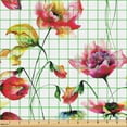 thumbnail image 2 of Ambesonne Flowers Fabric by the Yard Upholstery, Watercolor Look Art Poppy, 3 Yards, Dark Pink and Mustard, 2 of 5