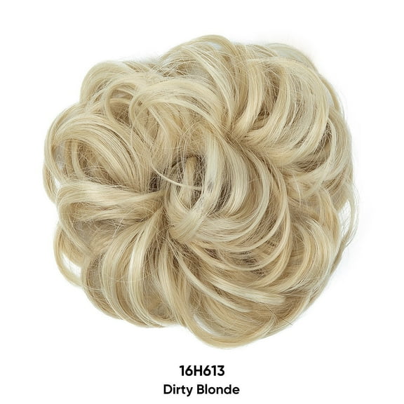 Nvzi Messy Bun Hair Piece Wavy Curly for Women Hair Bun Hair Piece with Elastic Band Scrunchies Stretchy Fluffy Chignon Ponytail Hairpieces Updos for Women,Dirty Blonde