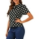 thumbnail image 4 of INSPIRAR CHIC Blusa de Manga Corta con Cuello de Pie y Pliegues, Espalda con Abertura, Estampado de Lunares, Talla XL, Color Negro, 4 of 6