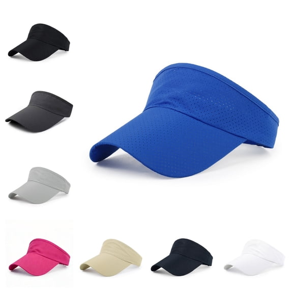 Men Sun Visor Hat - Wide Brim Quick Dry Adjustable Cap, Lightweight comfort for Golf Tennis Beach Royal Blue One Size