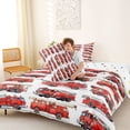 thumbnail image 4 of Castle Fairy Retro Fire Truck Queen Comforter Set 3pcs for Teens, Classic Vehicle Print Bedding Comforter Set for Bedroom, Red White, 4 of 6