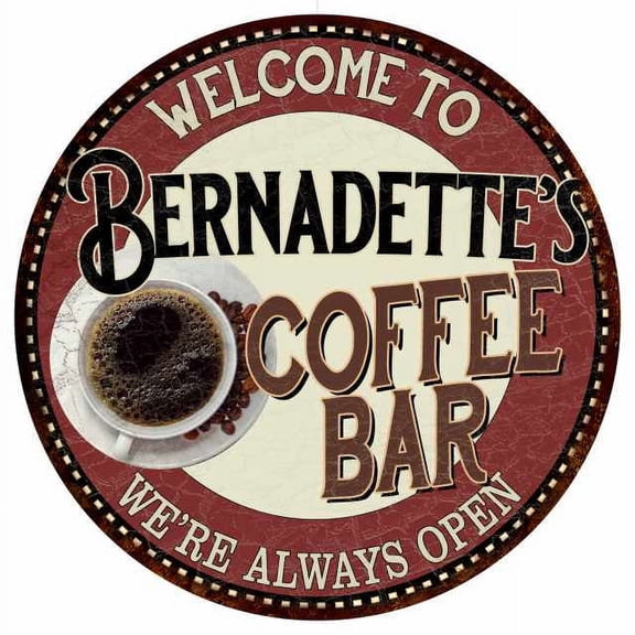 Bernadette's Coffee Bar Round Metal Sign Kitchen Room Wall Decor 100140041402