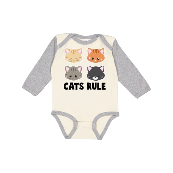 Inktastic Cats Rule with Cat Heads Boys or Girls Long Sleeve Baby Bodysuit