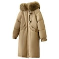 thumbnail image 2 of Xdegoge Long Puffer Coat Women Hooded Faux Fur Jacket Quilted Padded Down Heavy Winter Coats Zip Up Horn Button Thick Parka Jackets with Pockets Outerwear Chaqueta De Invierno Para Mujer, 2 of 9