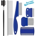 thumbnail image 1 of czcpp-Pet Grooming Comb Kit, Tear Stain Remover Brush, Undercoat Rake for Dogs & Cats, Dematting Tool for Long Haired Dogs Kittens Puppies, Flea Comb for Removal Dandruff Tangles Knots, Shedding Hair, 1 of 4