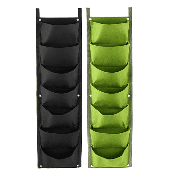 New 7 Pockets Vertical Grow Bag Felt Wall Mount Flower Vegetable Planting Container Outdoor Indoor Garden Planter