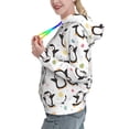 thumbnail image 2 of Lsque Colorful Hearts Penguin Pattern Casual Women's Hoodie,Hooded Sweatshirt with Kangaroo Pocket,Pullover Hoodie with Eye-catching Drawstrings-XX-Large, 2 of 7