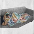 thumbnail image 6 of Tribal Soft Flannel Fleece Throw Blanket, Retro Pattern of 4 Elements Air Water Earth Vintage Illustration, Cozy Plush for Indoor and Outdoor Use, 50" x 60", Marigold Teal Blue, by Ambesonne, 6 of 6