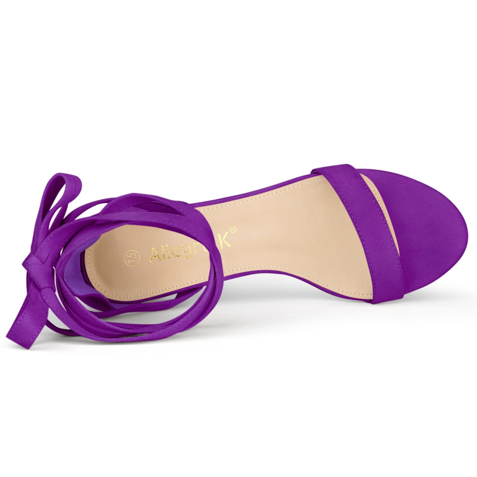 DARING DIVA Women's Open Toe Block Heel Lace Up Heels Sandals Purple 8
