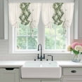 thumbnail image 4 of Sage Green Leaves Tie Up Curtains for Windows, Adjustable Balloon Window Shades, Summer Botanical Retro Art Wooden Kitchen Window Treatments Farmhouse Short Curtains with Rod Pocket 42"x45", 4 of 8