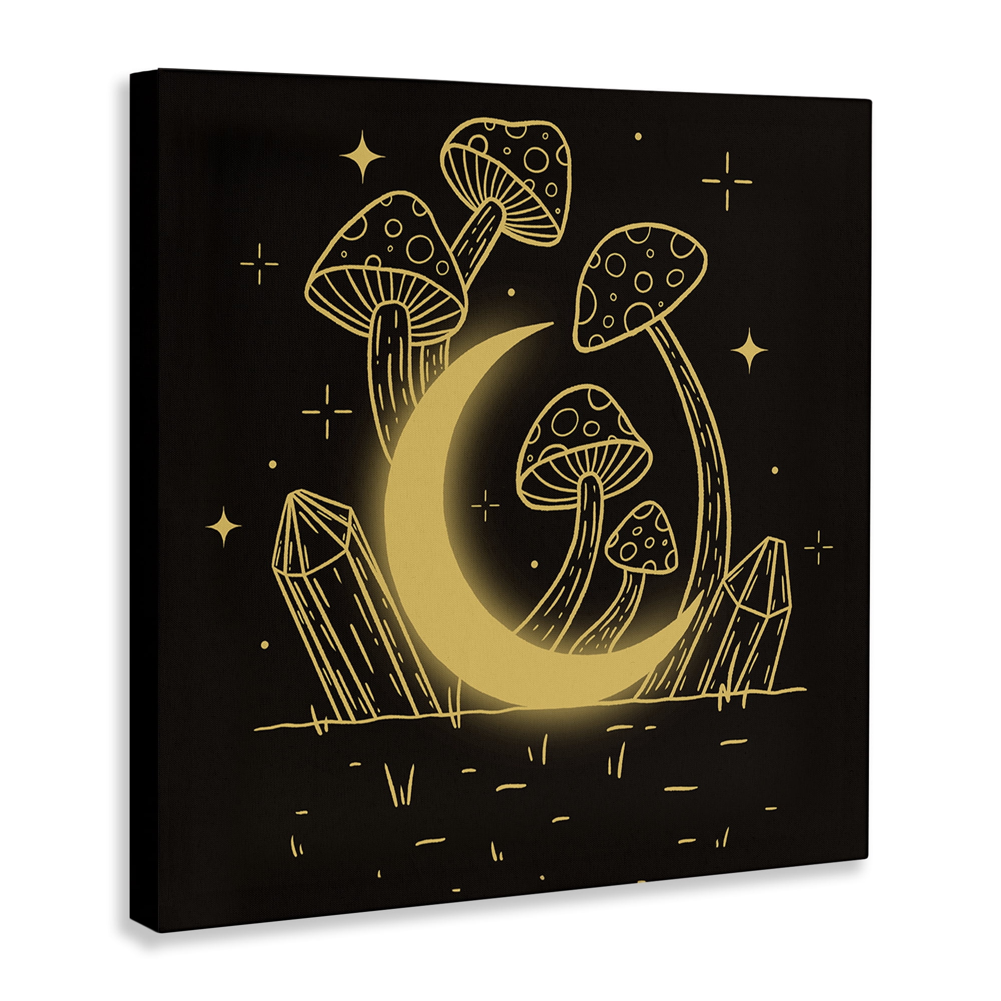 Stupell Industries Moon In The Shroom Plants & Flowers Painting Wrapped Canvas Art Print Wall Art, 17 x 17