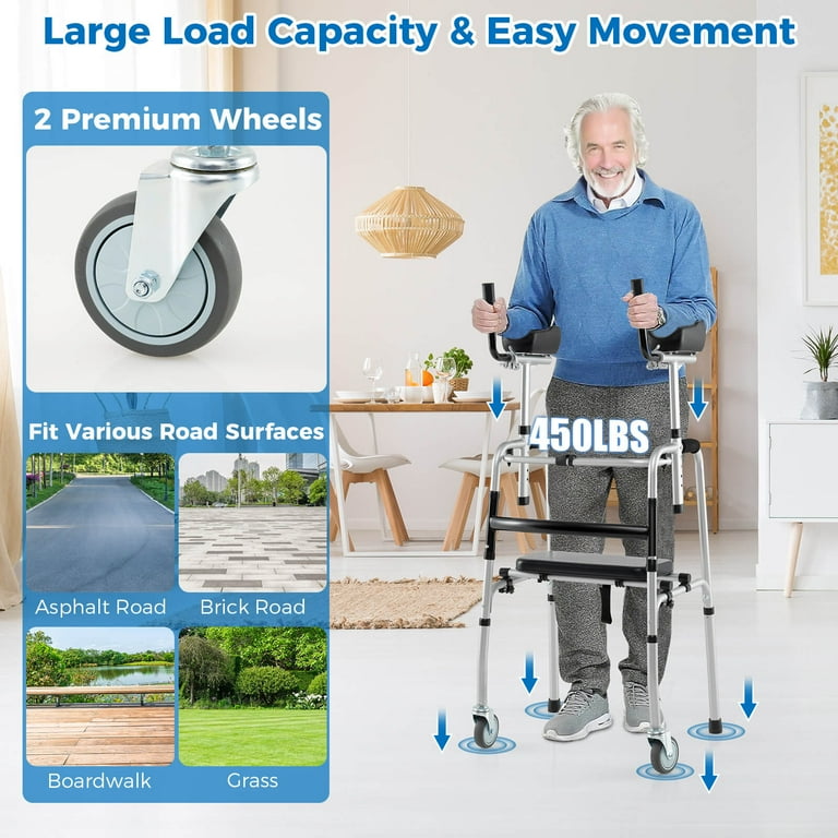 Costway Versatile Rolling Walker All Terrain Stand-Assist