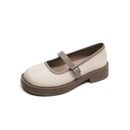 

Ritualay Ladies Casual Shoe Chunky Flats Slip On Mary Jane Non-Slip Lightweight Loafers Outdoor Dating Comfort Apricot 9