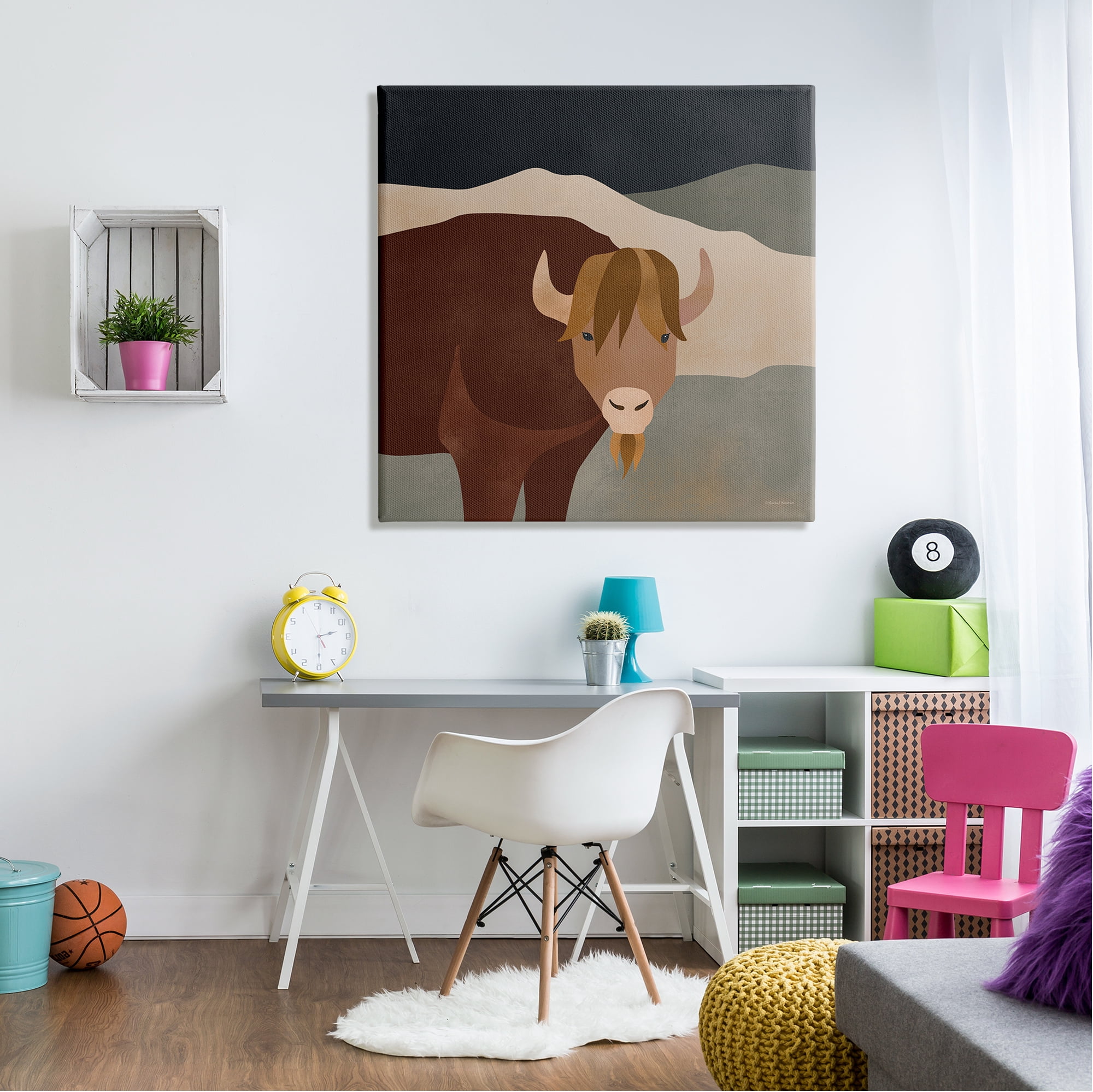 Stupell Industries Modern Cattle Portrait Animals & Insects Painting Gallery Wrapped Canvas Art Print Wall Art, 36 x 36