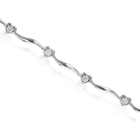 Vir Jewels 1/2 CTTW Classic Diamond Bracelet 10K White Gold Round Prong Set Heart 7 Inch