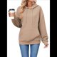 thumbnail image 2 of Sudadera con Capucha para Mujer, Informal, de Larga, con Cordón Ajustable, Estilo Waffle, Holgada, con Bolsillo. Caqui L, 2 of 10