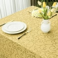thumbnail image 5 of Spring Jacquard Rectangle Tablecloth, Waterproof Elegant Damask Curly Floral Pattern Table Cloth, Washable Decorative Polyester Table Cover for Kitchen/Dining/Parties - Gold, 60 x 84 Inch, 5 of 6