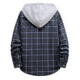 thumbnail image 6 of YAYUBA Men's Flannel Hoodie Shirts Plaid Casual Button Down Long Sleeve Lightweight Hooded Button Up Shirt with Pockets, 6 of 6