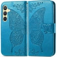 thumbnail image 2 of Designed for Samsung Galaxy S24 Case Wallet,Women Flip Folio Cover with Butterfly Embossed PU Leather Stand Credit Card Holders Slots Wrist Strap Phone Case for Samsung S24 5G 6.1" (Blue), 2 of 15