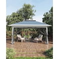 thumbnail image 3 of EastVita Dark Blue 13x13 Canopy Tent, Pop Up Gazebo with Mosquito Netting, Outdoor Gazebo with 4 Sandbags & Wheeled Bag, pop up Canopy for Backyard & Patio Furniture, Patio, Deck, 3 of 5