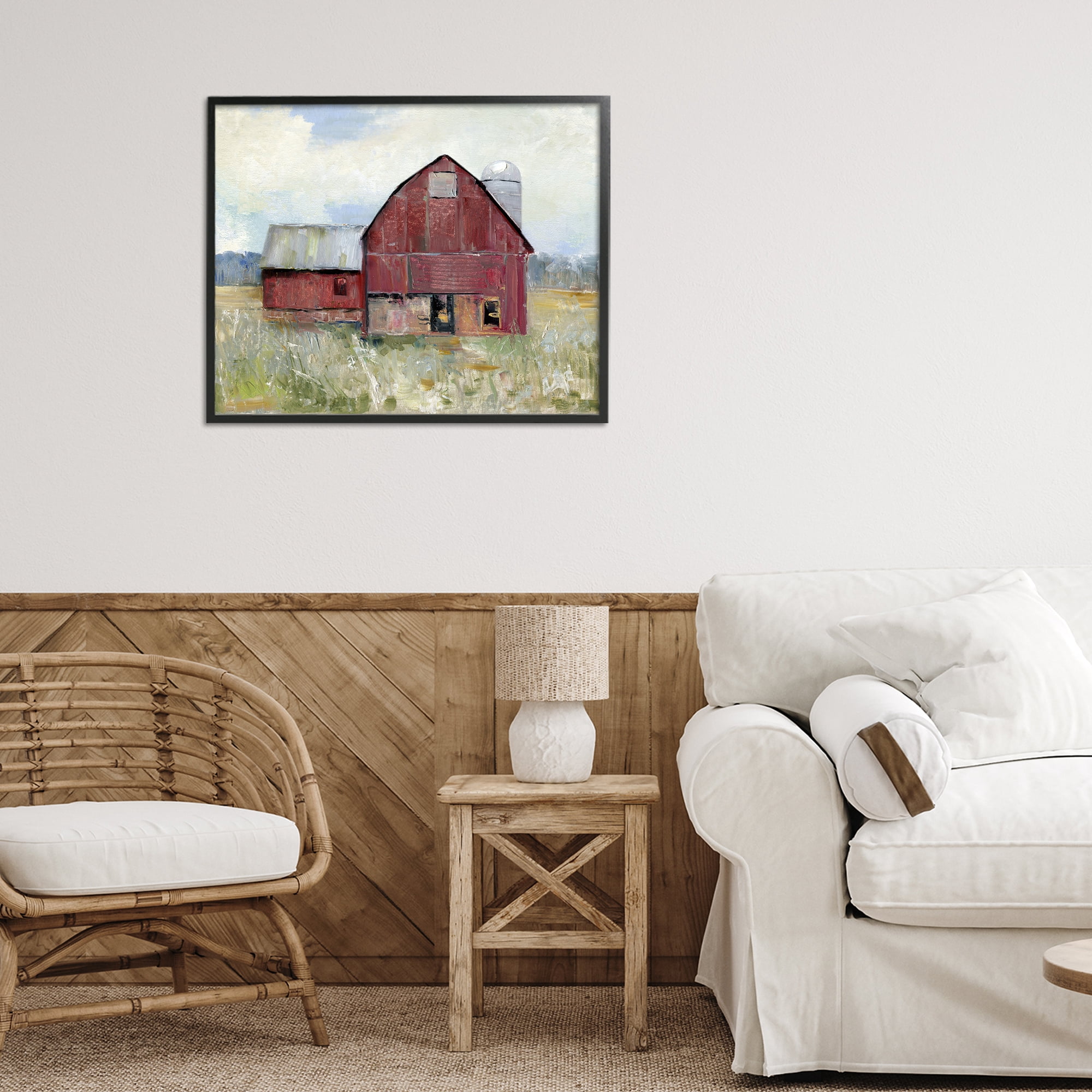 Stupell Industries Red Rugged Barn Black Framed Giclee Art, design by Sally Swatland