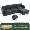 thumbnail image 2 of 109'' Modular Sectional Sofa with Storage Ottoman, L Shaped Cloud Couch with Leg, Deep Seat Comfy Cloud Sofa, 4 Seat Convertible Sectional Couches for Living Room (Gray, Low Legs 1.97"), 2 of 9