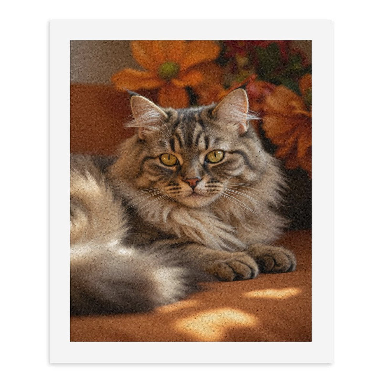 Paint by Numbers Kit for Adults, Cat With Orange Flowers Paint by Numbers, Easy Paint by Numbers Kit for Adults Beginner, DIY Adult Paint by Number Kits on Canvas, 12x16in Home Decor