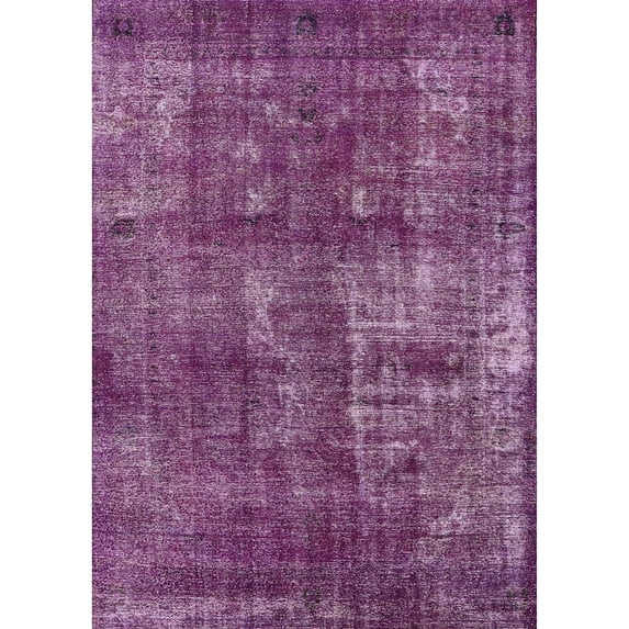 Ahgly Company Indoor Rectangle Mid-Century Modern DarkMagenta Purple Oriental Area Rugs, 8' x 10'