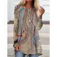 thumbnail image 2 of Camiseta de manga larga con estampado creativo para mujer, Tops informales de cuello redondo, sudadera holgada de algodón de calle, 2 of 3