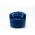thumbnail image 3 of Swivel Barrel Chair Sofa Chair with Soft Velvet Fabric and Metal Legs, Modern Leisure Chair with Curved Back and Padded Seat, Ergonomic Design Suitable for Bedroom Office and Living Room, Navy, 3 of 7