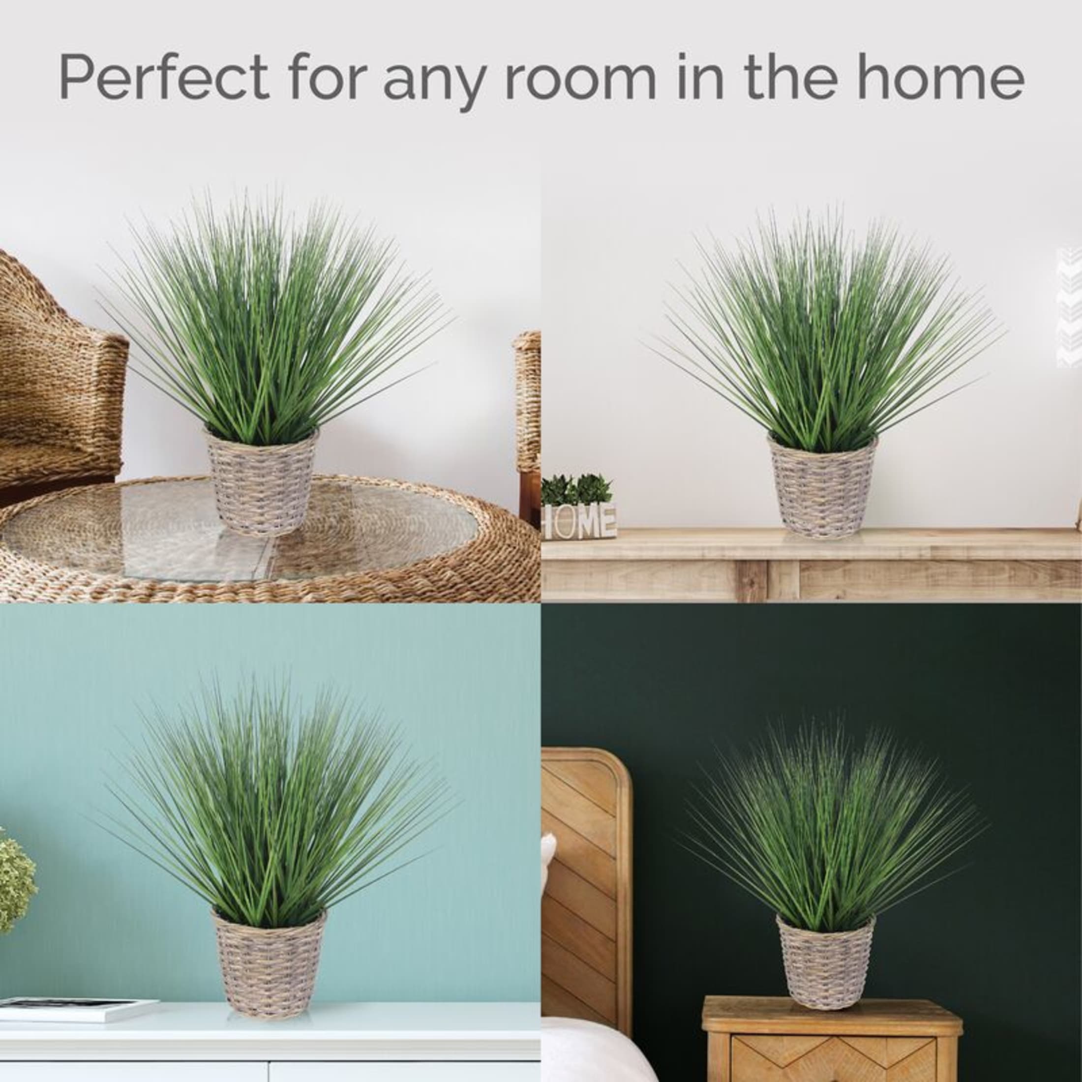 Elements 20-inch Grass in Gray Willow Basket, Green