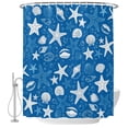 Blue Summer Shower Curtain, Starfish Shell Bubble Nautical Coastal ...