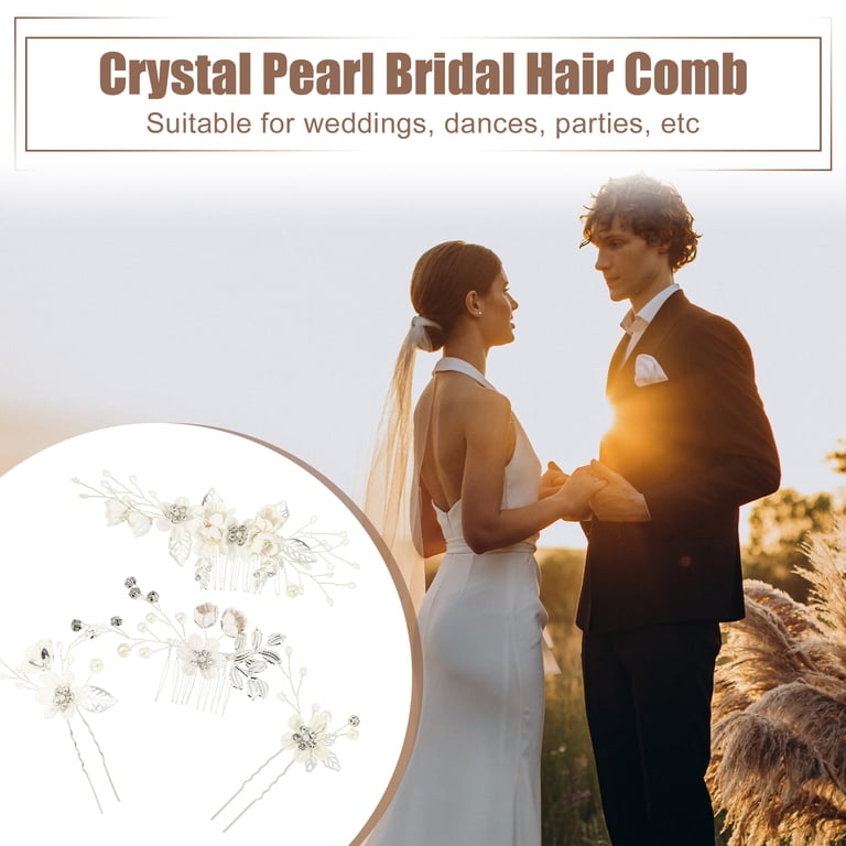 Unique Bargains 4 Pcs Rhinestone Hair Comb Hair Piece for  display picture 1