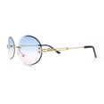 thumbnail image 6 of Mens Luxury Rimless Oval Rich Gangster Metal Rim Sunglasses Gold - Blue Pink, 6 of 8