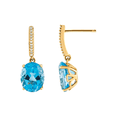 thumbnail image 2 of Women's Welry Blue Topaz Drop Earrings with Diamonds in 10kt Yellow Gold, 2 of 3