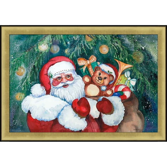 Great Art Now Jolly Santa by Kathleen Parr McKenna, Framed Wall Art, 26.5W x 18.5H