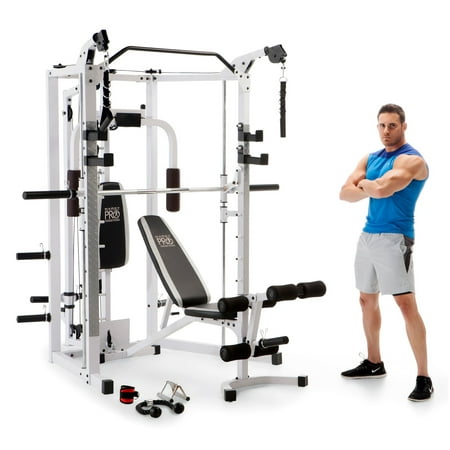 Marcy 5276 Combo Smith Heavy-Duty Total Body Strength Home Gym Machine, White